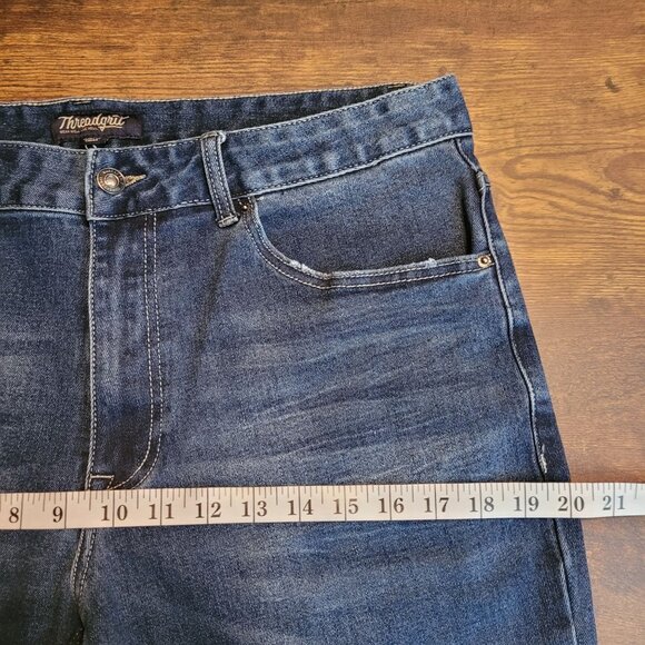 Threadgrit Jeans Mens 34x32 Measures 34x30 Relaxed Straight Medium Dark Wash - Picture 8 of 11